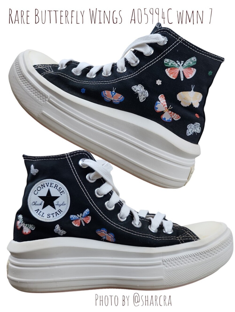 Converse Chuck Taylor All Star Move Platform High Top Butterfly Wings Women's 7
